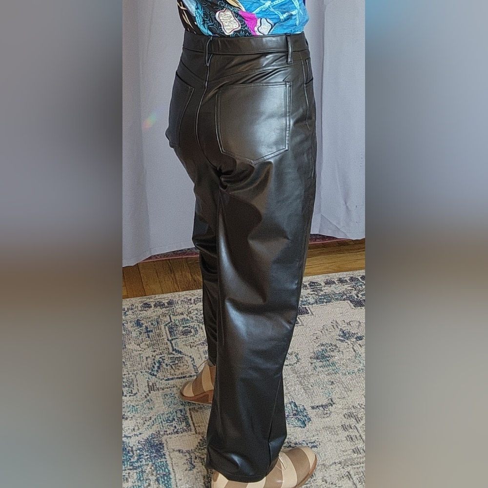 Abercrombie & Fitch Shiny Black Vegan Leather Trousers - Picture 5 of 5
